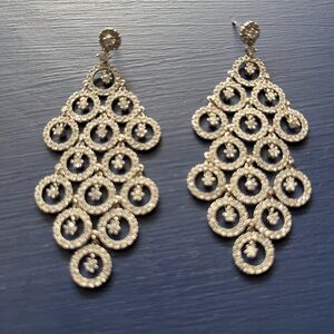 Elegant Platinum Chandelier Earrings